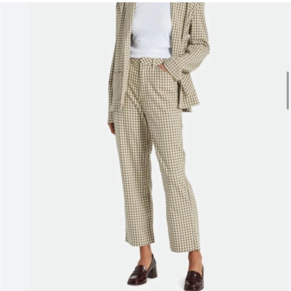 BRIXTON NWT Thurston Ultra High Check Straight Leg Pant Twig, 26/26